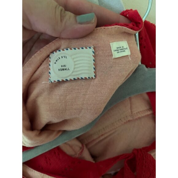 Anthropologie Postmark Dress Sunstream Eyelet Red Boho Prairie Cutout - Picture 6 of 14